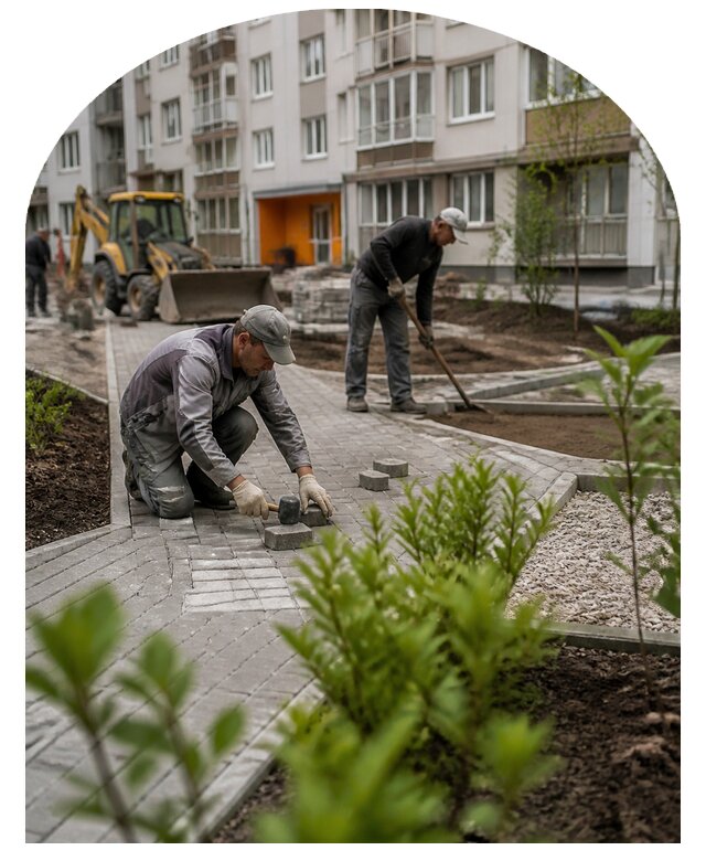 Благоустройство двора многоквартирного дома в Мирном